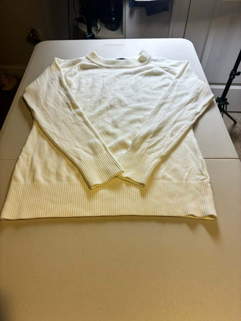 French Connection Ivory Crew Neck Knit Sweater XL Soft Minimal Classic